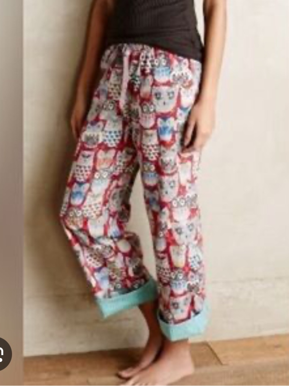 Anthropologie Eloise Flannel cotton Pajama Pants Owls bird novelty print XL